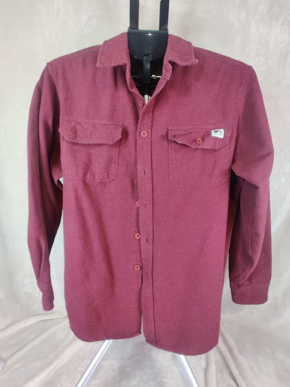 Vintage Wells Lamont Flannel Shirt Men's Size Medium (38-40) Burgundy Brushed